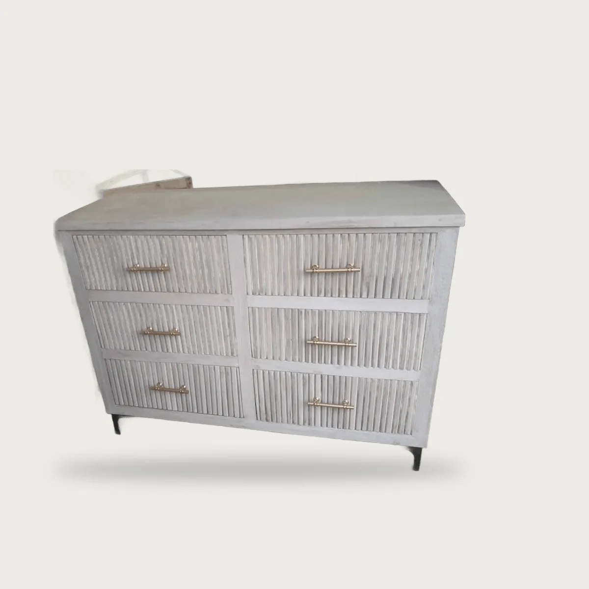 Limewashed meranti chest, with dimensions