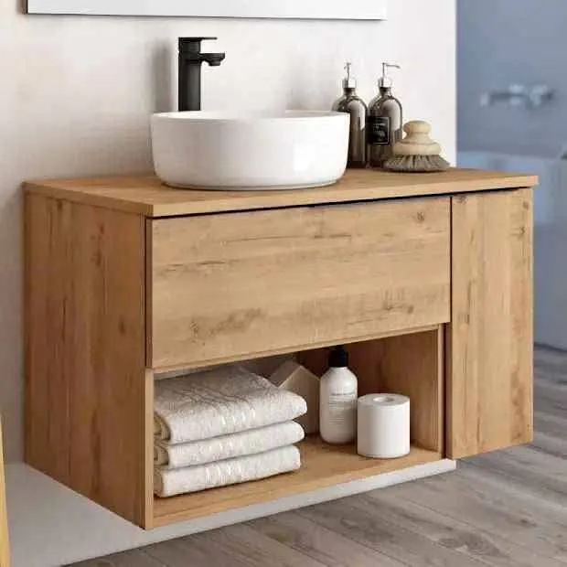 Oak vanity with open shelf, photo 1